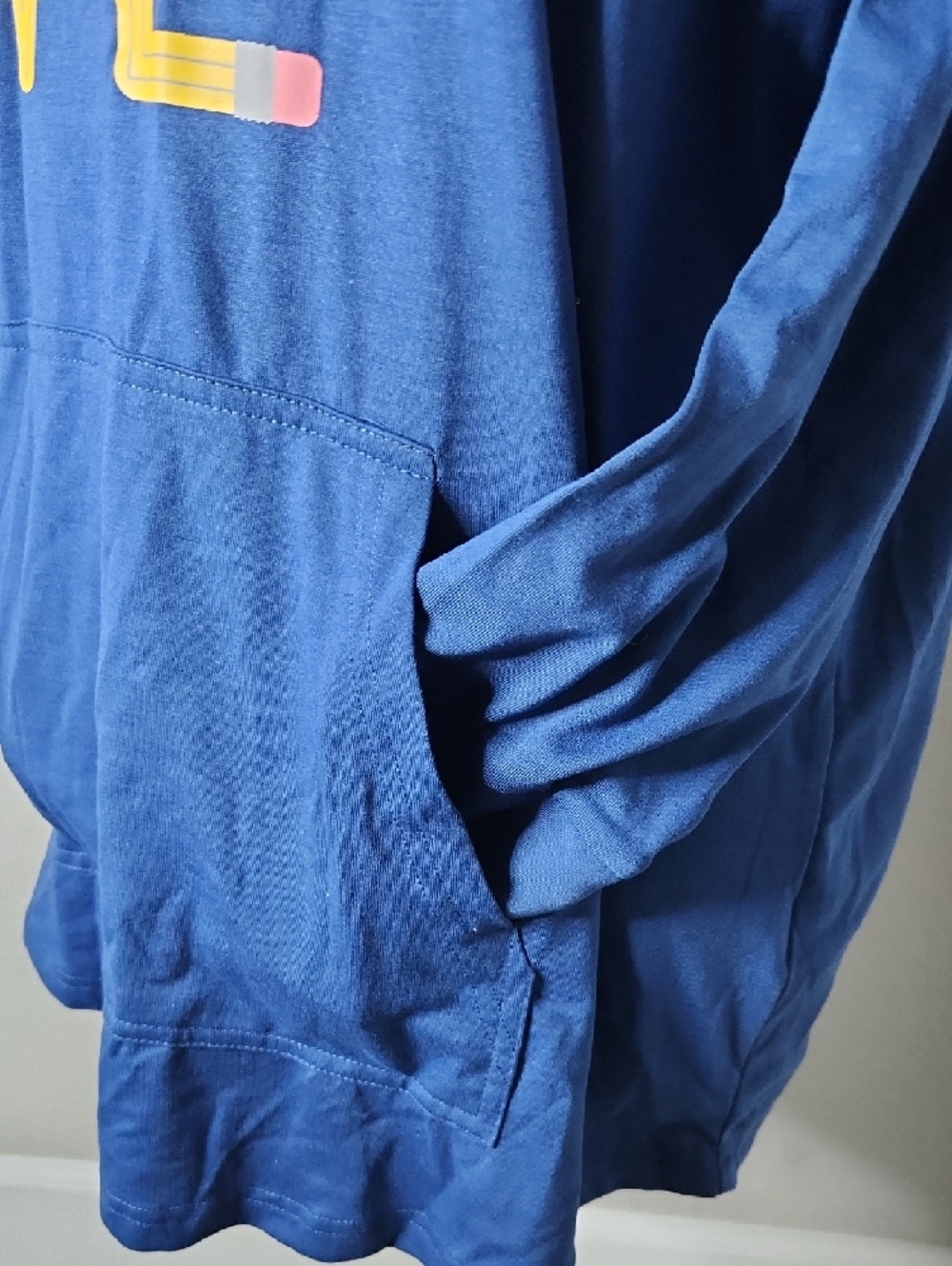 NWT Lularoe Amber Blue Hooded Tunic Pencil Design Love Large - Picture 3 of 7